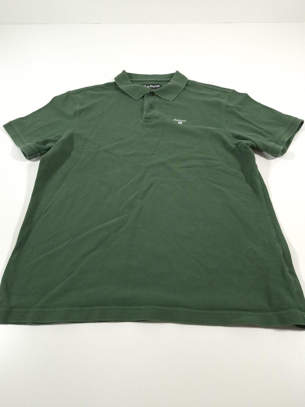 Barbour Polo Shirt Mens XL Green Solid 100% Cotton Knit Casual Portugal